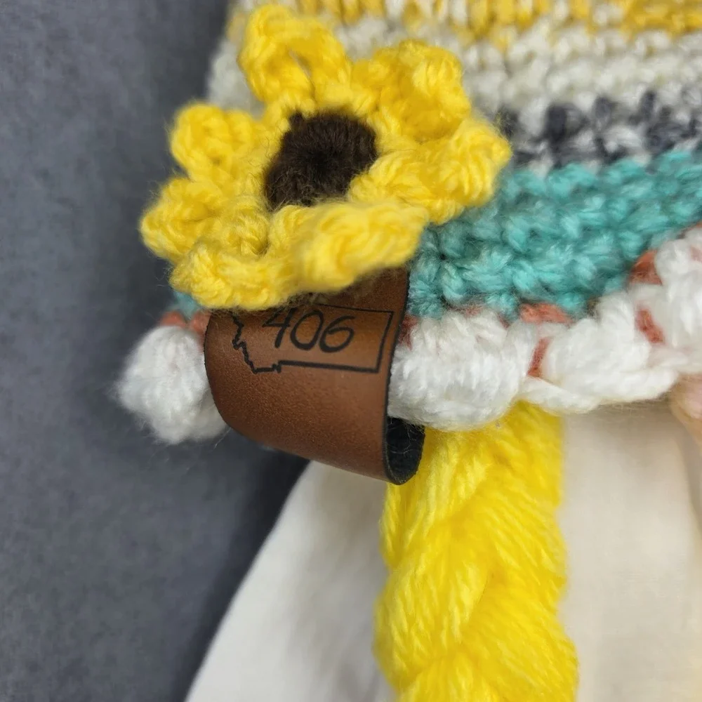 NWT Girl Gnome Kitchen Towel Topper & Towel Handmade Crochet Yellow Pink Teal